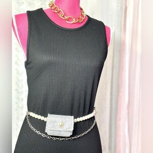 Pocketbook Belt with Pearl and Rhinestones